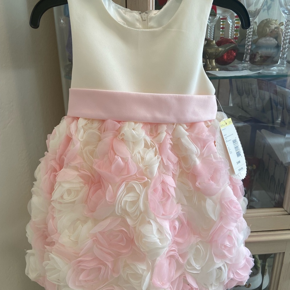 Sears Pink and Cream Floral Kids Dress